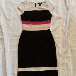 White House Black Market Black, White, Pink & Cream Sheath Dress